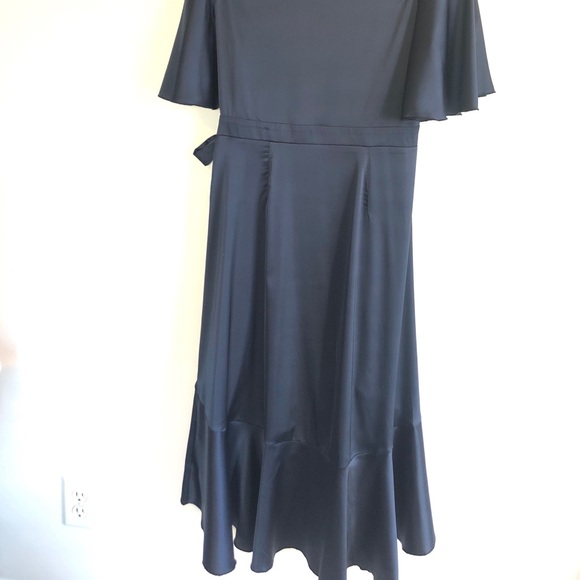 SHEIN Satin Wrap Ruffle Hem Dress - Picture 5 of 8